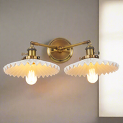 Sophisticated double ceramic wall sconce – Chic antique gold finish with double lighting