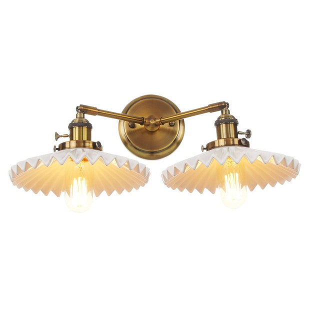 Sophisticated double ceramic wall sconce – Chic antique gold finish with double lighting
