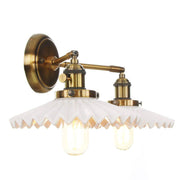 Sophisticated double ceramic wall sconce – Chic antique gold finish with double lighting