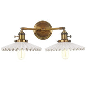 Sophisticated double ceramic wall sconce – Chic antique gold finish with double lighting