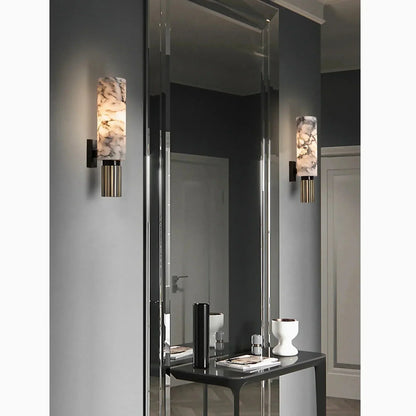 Elegant vägglampa i marmor och koppar LED – Lys upp ditt moderna utrymme med stil!