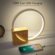Elegant wooden touch control alarm clock lamp – Chic night light for your space