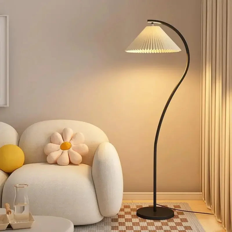 Elegant LED fabric floor lamp - Versatile foldable design with customizable lighting options