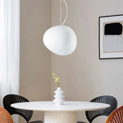 Elegant modern LED lamp with natural stone accents and opal glass
