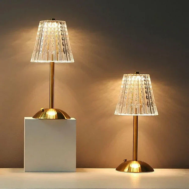 Elegant gold crystal LED table lamp - Touch control, wireless, and stylish design
