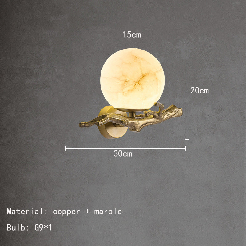 Applique Murale LED Élégante en Marbre et Cuivre – Éclairage Stylé pour Votre Salon et Chambre