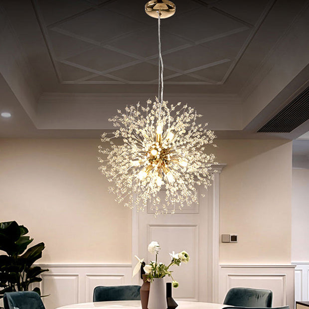 Enchanting dandelion-shaped LED crystal pendant – A chic accent for your living room and dining spaces