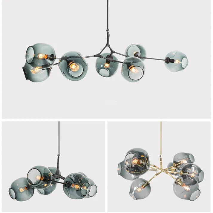 Sleek Sputnik Bifurcation Chandelier – Contemporary Elegance in Blown Glass and Metal