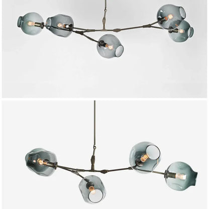 Sleek Sputnik Bifurcation Chandelier – Contemporary Elegance in Blown Glass and Metal