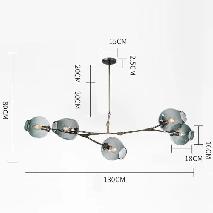 Sleek Sputnik Bifurcation Chandelier – Contemporary Elegance in Blown Glass and Metal