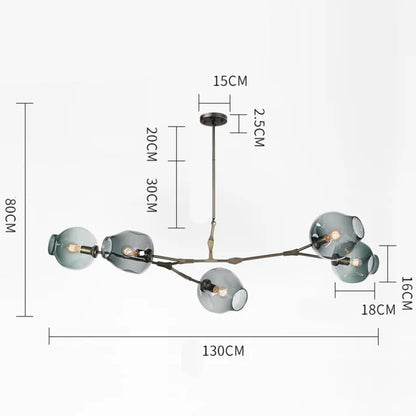Sleek Sputnik Bifurcation Chandelier – Contemporary Elegance in Blown Glass and Metal