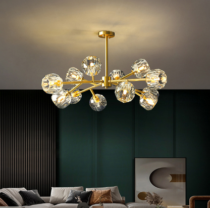 Chandelier Linéaire Élégant – Cubes en Verre Givré pour une Touche Moderne