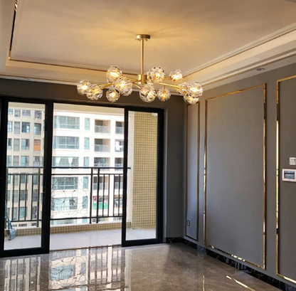 Chandelier Linéaire Élégant – Cubes en Verre Givré pour une Touche Moderne