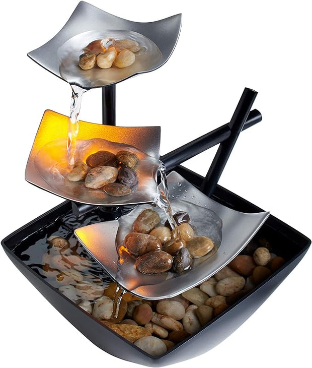Compact LED tabletop fountain – Soothing cascade experience with enchanting ambient glow