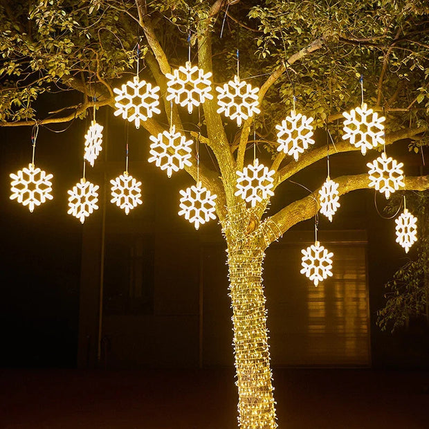 Waterproof LED Snowflake Star Garland – Perfect for Outdoor Holiday Decorations
