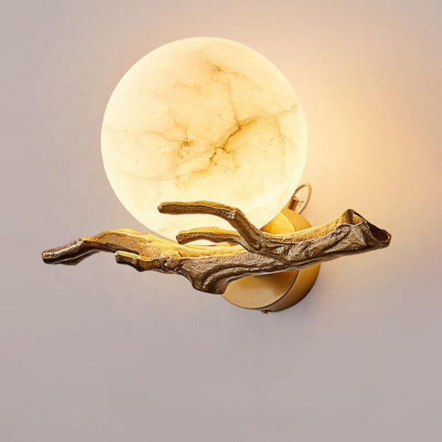 Elegant LED Wall Light in Marble and Copper – Stylish Lighting for Your Living Room and Bedroom