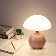 Creamy Chic Mushroom Lamp French Style – Elegant Vintage LED in Ceramic and PVC with Dimmable Brightness