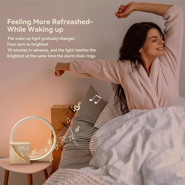 Elegant wooden touch control alarm clock lamp – Chic night light for your space