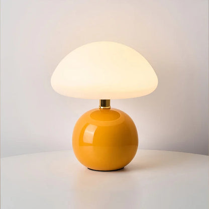 Lampe Champignon Crémeuse Chic Française – Style Vintage LED en Céramique Élégante et PVC avec Luminosité Dimmable