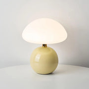 Creamy Chic Mushroom Lamp French Style – Elegant Vintage LED in Ceramic and PVC with Dimmable Brightness