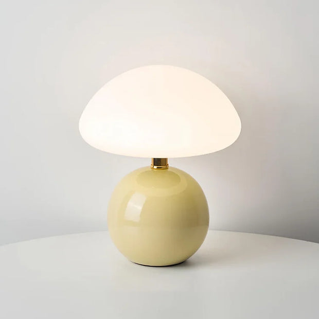 Creamy Chic Mushroom Lamp French Style – Elegant Vintage LED in Ceramic and PVC with Dimmable Brightness
