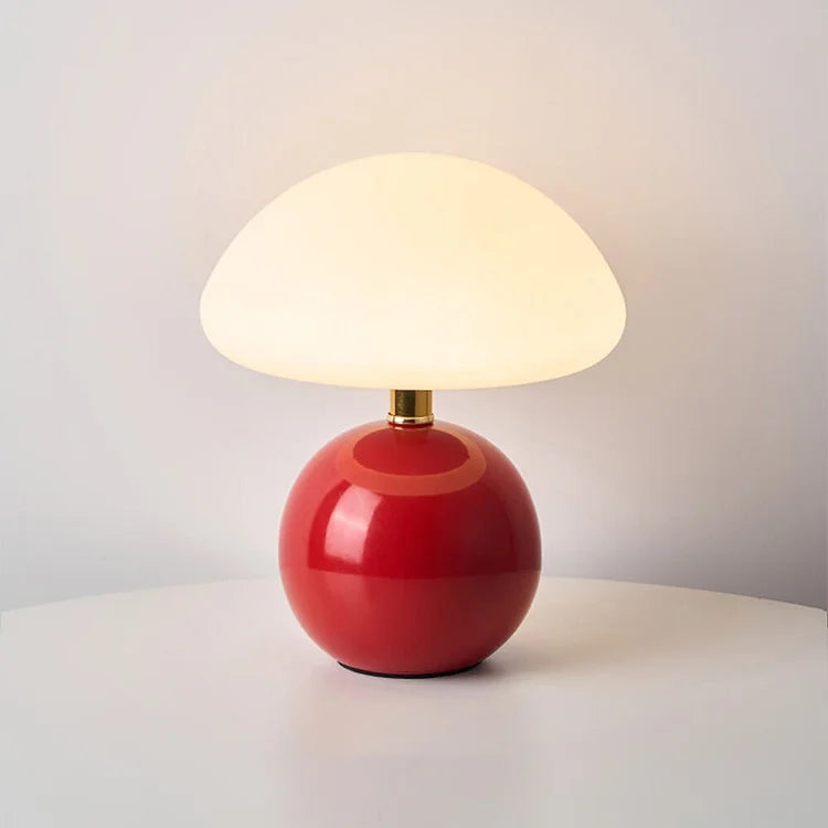 Lampe Champignon Crémeuse Chic Française – Style Vintage LED en Céramique Élégante et PVC avec Luminosité Dimmable