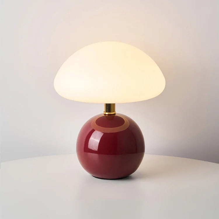 Lampe Champignon Crémeuse Chic Française – Style Vintage LED en Céramique Élégante et PVC avec Luminosité Dimmable