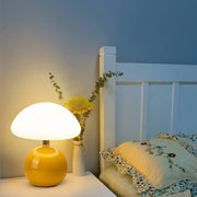 Creamy Chic Mushroom Lamp French Style – Elegant Vintage LED in Ceramic and PVC with Dimmable Brightness