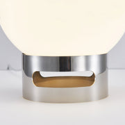 Elegant French opal Bauhaus table lamp – Glass and stainless steel design