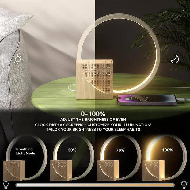Elegant wooden touch control alarm clock lamp – Chic night light for your space