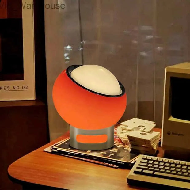 Elegant French opal Bauhaus table lamp – Glass and stainless steel design