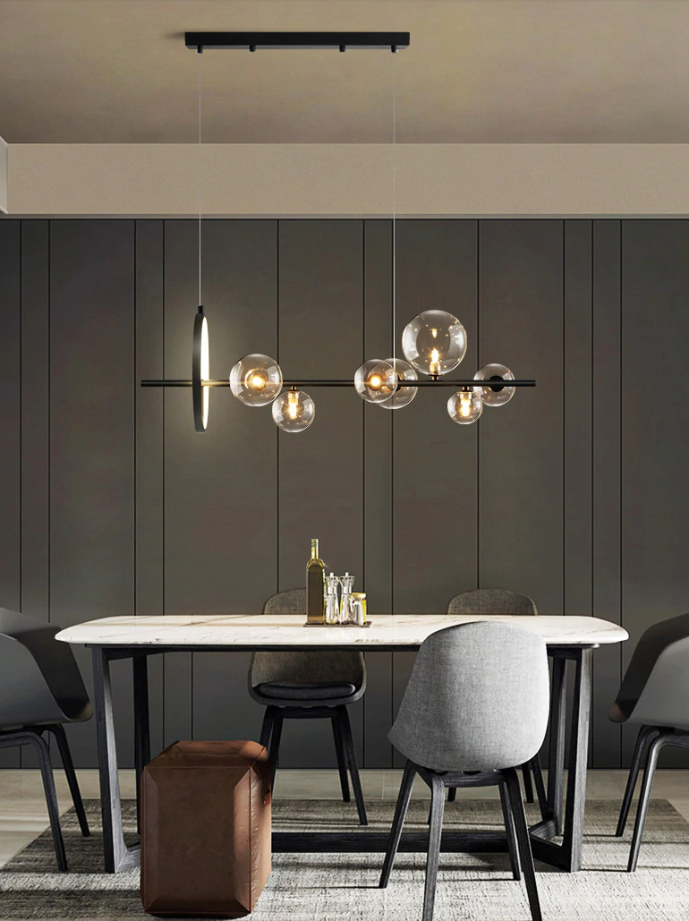 Superbe Lustre en Verre Bullé – Élevez Votre Espace Moderne avec une Esthétique Translucide Distinctive