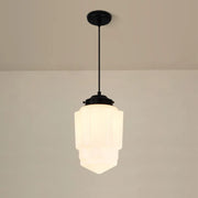 Élégante suspension en verre blanc givré géométrique inspirée des vintage – Une touche d'élégance pour votre espace