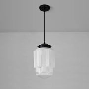 Élégante suspension en verre blanc givré géométrique inspirée des vintage – Une touche d'élégance pour votre espace