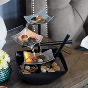 Compact LED tabletop fountain – Soothing cascade experience with enchanting ambient glow