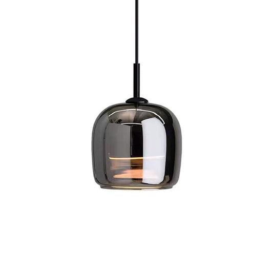 Suspension en verre noir nordique épurée - Élégance moderne et stylée avec éclairage LED