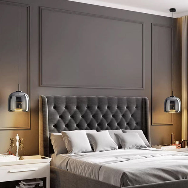 Sleek Nordic Black Glass Pendant - Modern and Stylish Elegance with LED Lighting