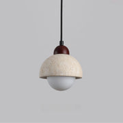 Elegant pendant lamp in natural marble – LED wall light with a design merging wood and marble