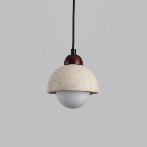 Elegant pendant lamp in natural marble – LED wall light with a design merging wood and marble