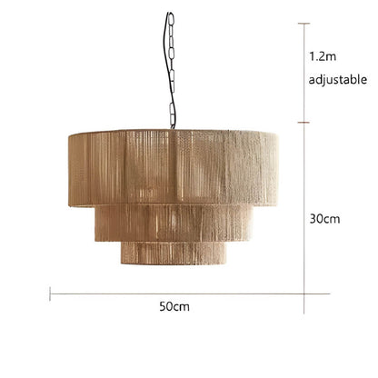 Suspension moderne épurée avec LED écologique et accent en corde naturelle chic