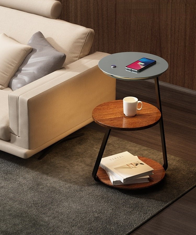 Table d'appoint chic – Design élégant et pratique avec un rangement à double étagère