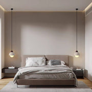 Elegant pendant lamp in natural marble – LED wall light with a design merging wood and marble