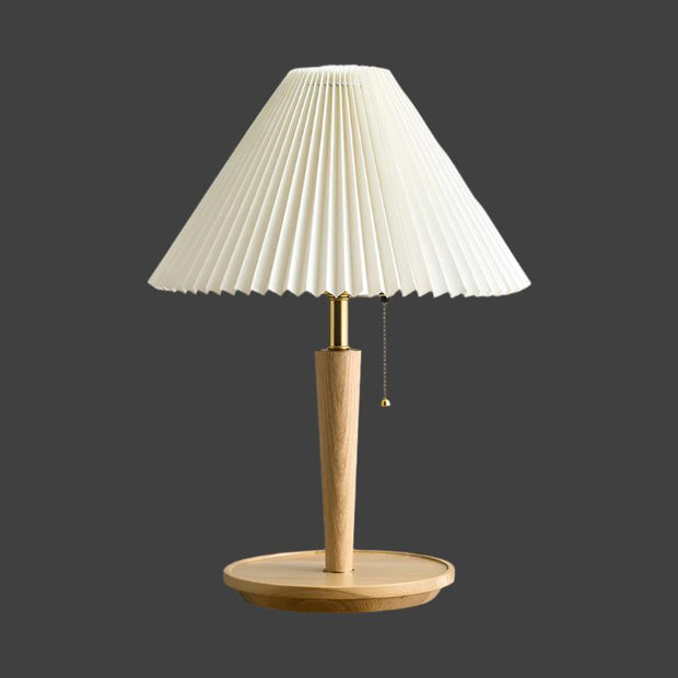Timeless pleated wooden table lamp – A perfect blend of classic elegance and modern utility