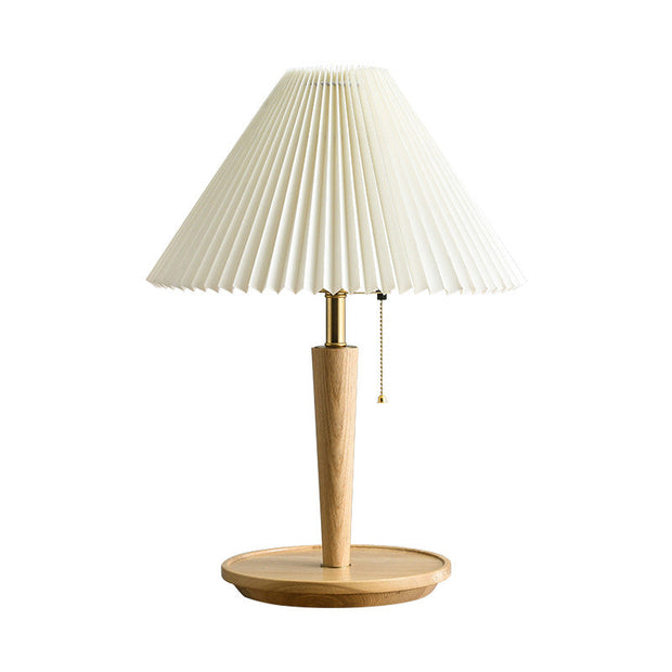 Timeless pleated wooden table lamp – A perfect blend of classic elegance and modern utility