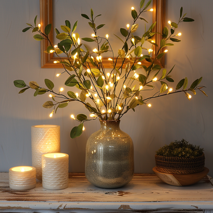 Fairy light garland in olive branches – Create a soothing natural atmosphere
