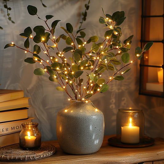Fairy light garland in olive branches – Create a soothing natural atmosphere