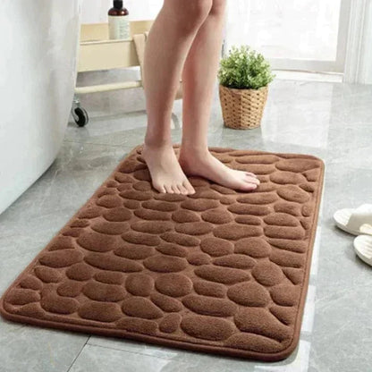 Tapis de bain en coton pierre de luxe antidérapant – Sécurité et confort ultimes pour votre salle de bain