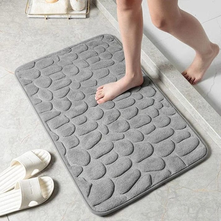 Tapis de bain en coton pierre de luxe antidérapant – Sécurité et confort ultimes pour votre salle de bain