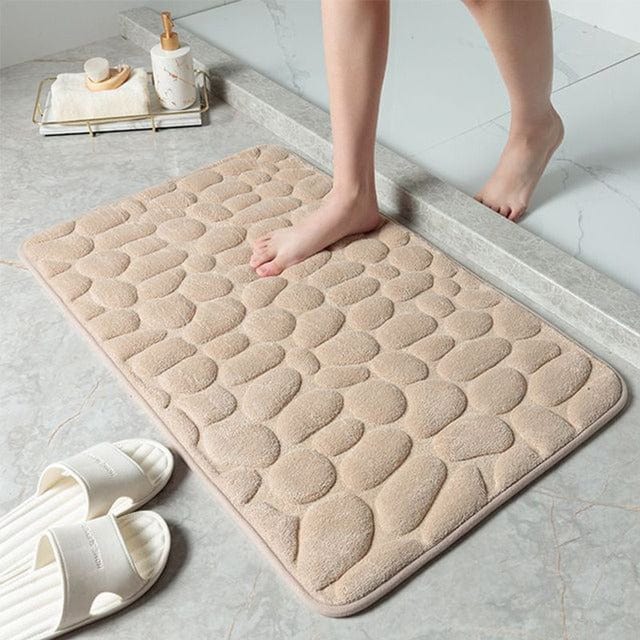 Tapis de bain en coton pierre de luxe antidérapant – Sécurité et confort ultimes pour votre salle de bain