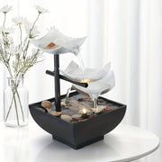 Compact LED tabletop fountain – Soothing cascade experience with enchanting ambient glow